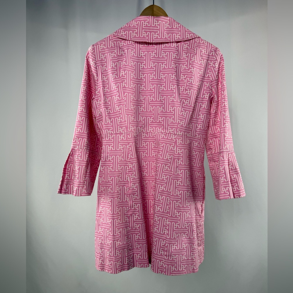 Skirtin Around 3/4 Sleeve Geometric Print Fit & Flare‎ Jacket in Pink White Sz 6 - Picture 5 of 6
